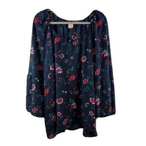 Faded Glory Women's Plus Size Sparkle Floral Blouse - 3XL